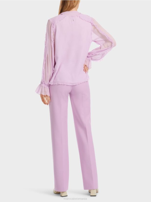 bluză șifon șifonată Marc Cain lavandă strălucitoare îmbrăcăminte 4826HH844