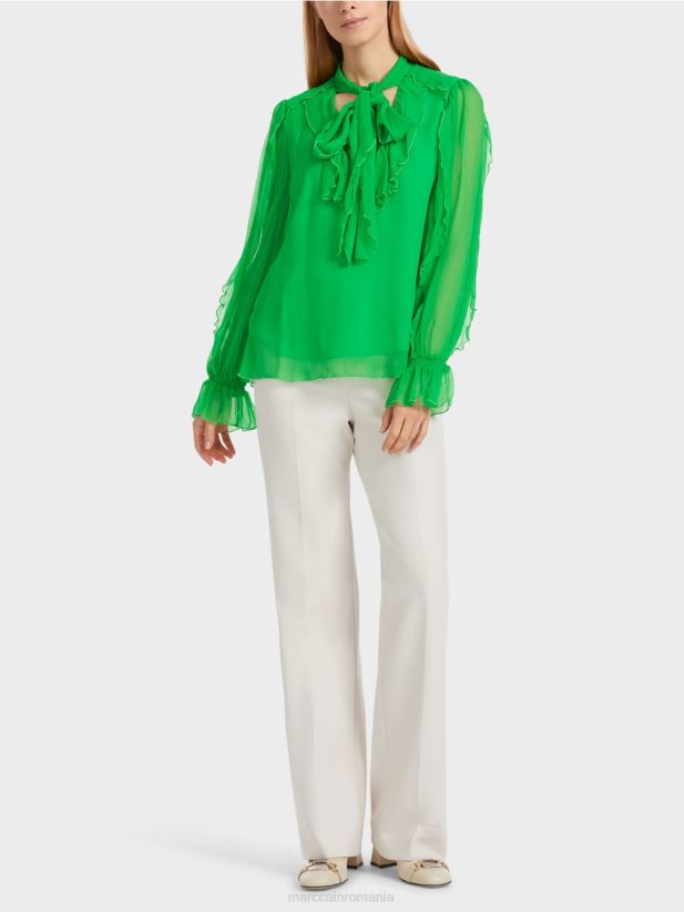 bluză șifon șifonată Marc Cain verde măr închis îmbrăcăminte 4826HH841