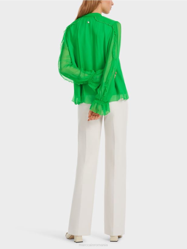 bluză șifon șifonată Marc Cain verde măr închis îmbrăcăminte 4826HH841