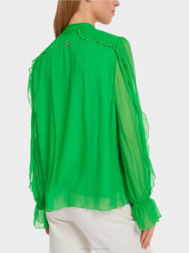 bluză șifon șifonată Marc Cain verde măr închis îmbrăcăminte 4826HH841