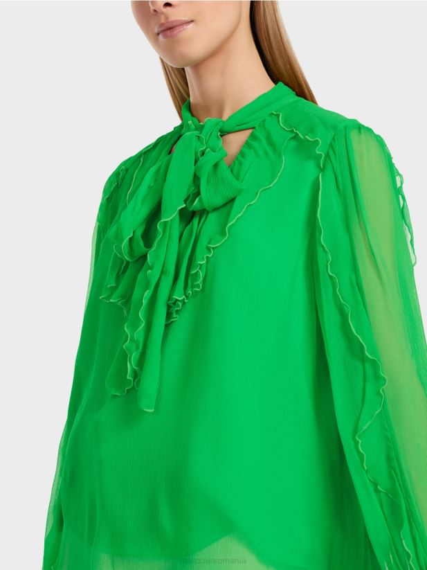 bluză șifon șifonată Marc Cain verde măr închis îmbrăcăminte 4826HH841
