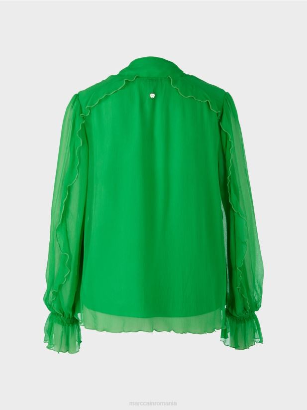 bluză șifon șifonată Marc Cain verde măr închis îmbrăcăminte 4826HH841