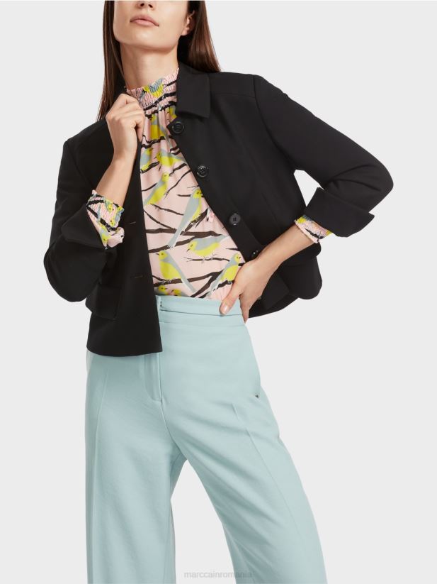 bluză jucăușă cu design de pasăre Marc Cain roz pudra moale îmbrăcăminte 4826HH882