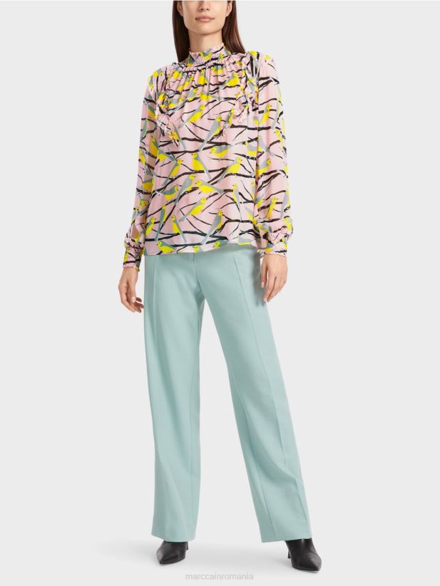 bluză jucăușă cu design de pasăre Marc Cain roz pudra moale îmbrăcăminte 4826HH882