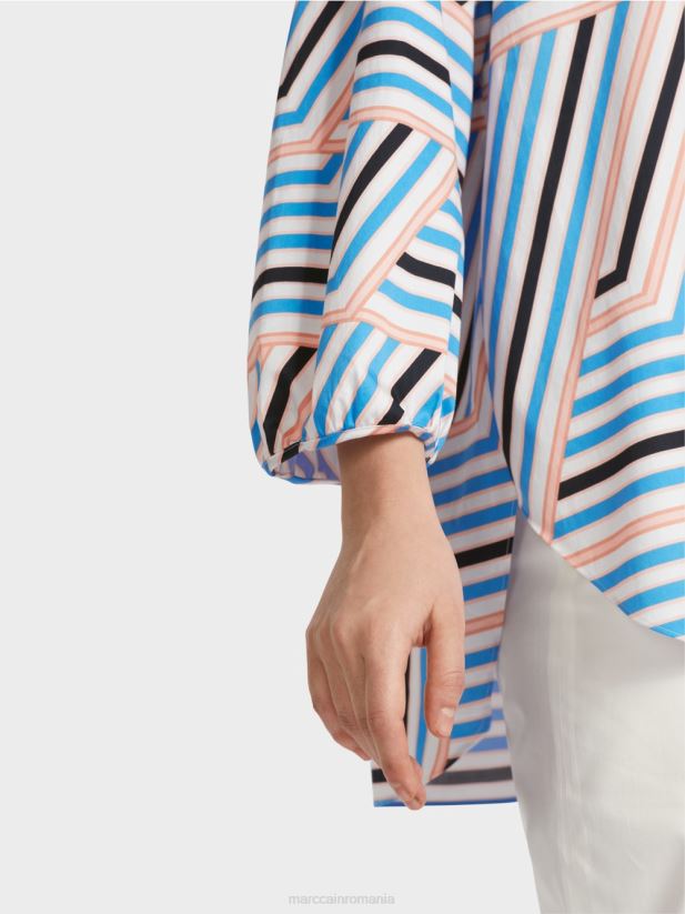 bluză jucăușă cu dungi Marc Cain azur îmbrăcăminte 4826HH924