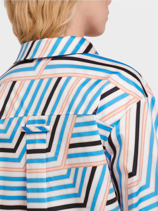 bluză jucăușă cu dungi Marc Cain azur îmbrăcăminte 4826HH924