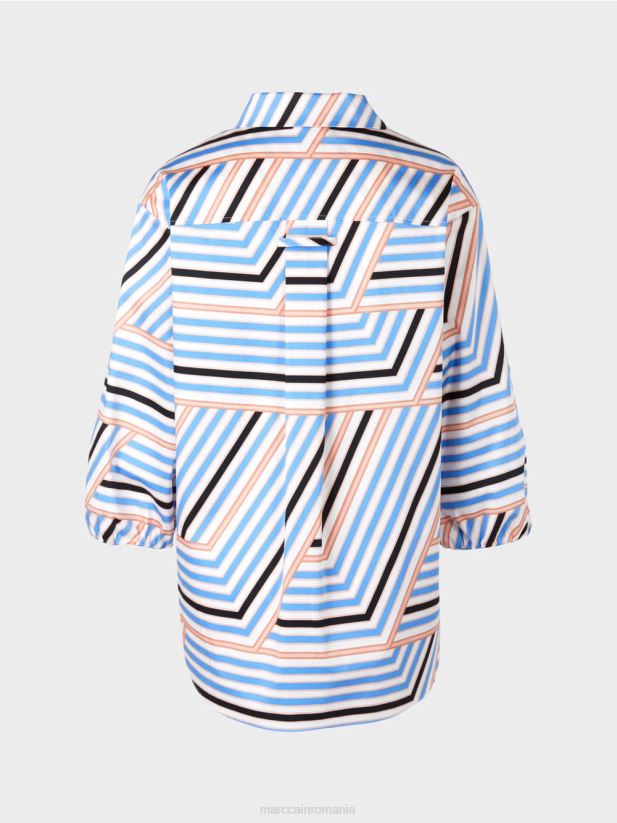 bluză jucăușă cu dungi Marc Cain azur îmbrăcăminte 4826HH924
