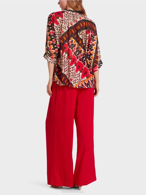 bluză kimono imprimată din viscoză Marc Cain rosu intens îmbrăcăminte 4826HH913