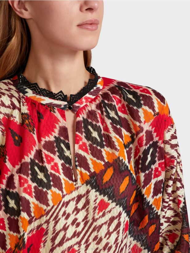 bluză kimono imprimată din viscoză Marc Cain rosu intens îmbrăcăminte 4826HH913