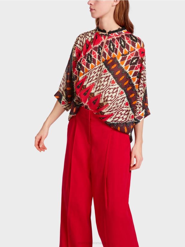 bluză kimono imprimată din viscoză Marc Cain rosu intens îmbrăcăminte 4826HH913