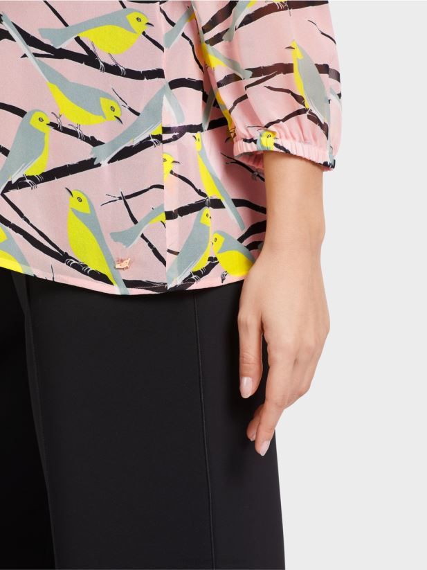 bluză lejeră cu design de pasăre Marc Cain roz pudra moale îmbrăcăminte 4826HH883