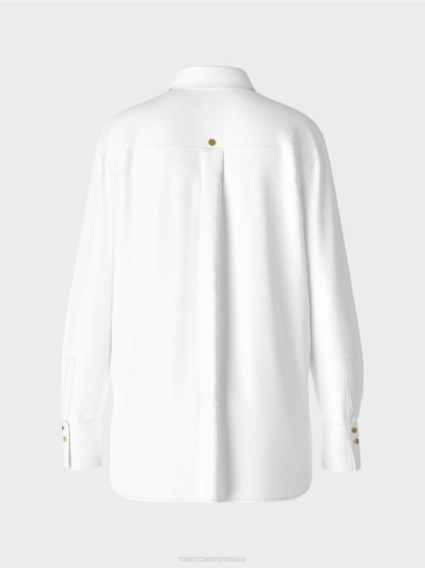 bluză lungă dintr-un amestec de bumbac Marc Cain alb îmbrăcăminte 4826HH986