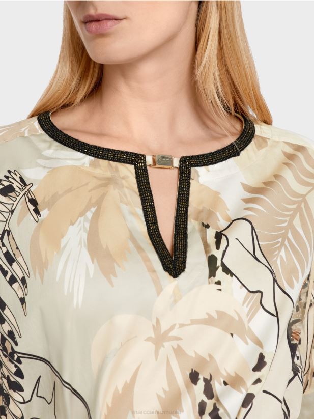 bluză lungă, evazată Marc Cain nisip adânc îmbrăcăminte 4826HH950