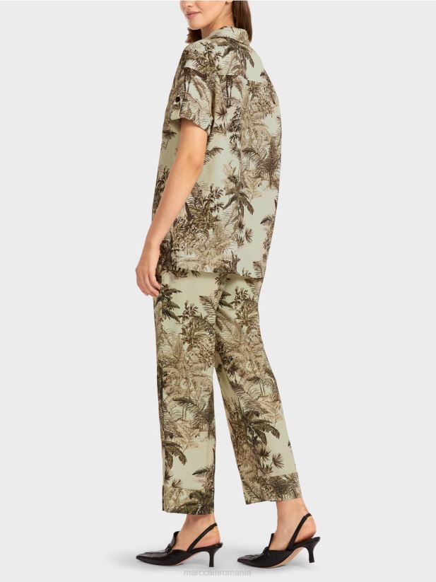 bluză în stil cămașă cu motiv palmier Marc Cain respirație moale îmbrăcăminte 4826HH961