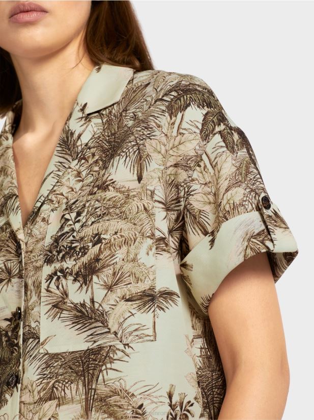 bluză în stil cămașă cu motiv palmier Marc Cain respirație moale îmbrăcăminte 4826HH961