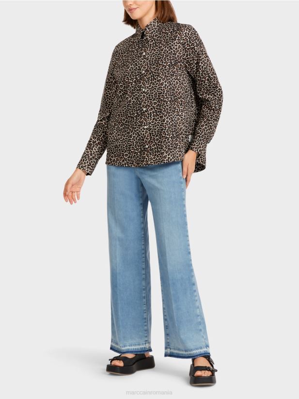 bluză în stil cămașă „rethink together”. Marc Cain cremă pudră îmbrăcăminte 4826HH977