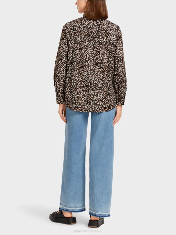 bluză în stil cămașă „rethink together”. Marc Cain cremă pudră îmbrăcăminte 4826HH977