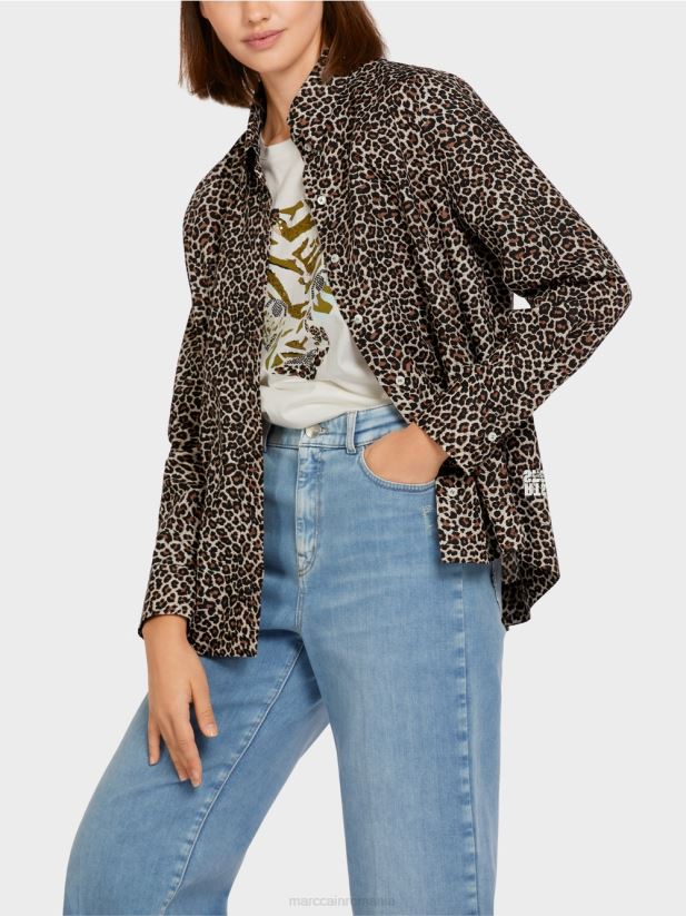 bluză în stil cămașă „rethink together”. Marc Cain cremă pudră îmbrăcăminte 4826HH977