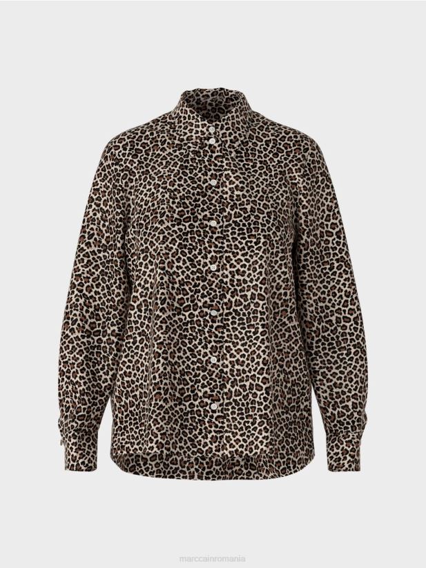 bluză în stil cămașă „rethink together”. Marc Cain cremă pudră îmbrăcăminte 4826HH977