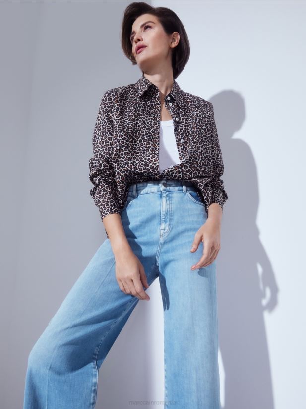 bluză în stil cămașă „rethink together”. Marc Cain cremă pudră îmbrăcăminte 4826HH977