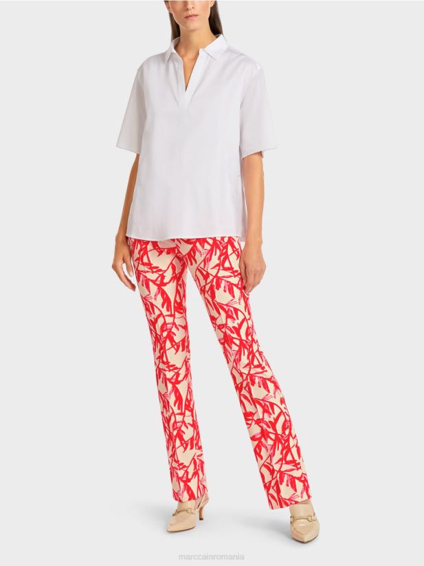 bluză într-un amestec de materiale Marc Cain alb îmbrăcăminte 4826HH960