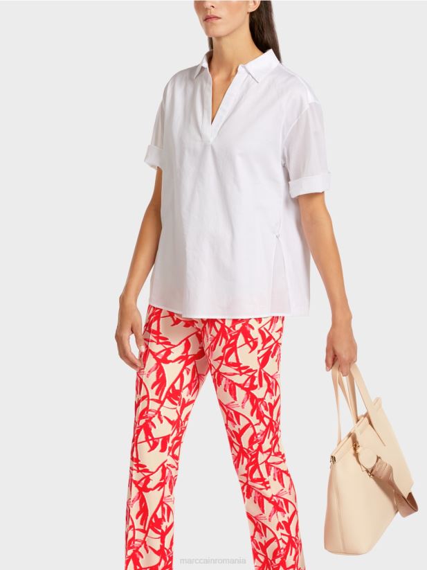 bluză într-un amestec de materiale Marc Cain alb îmbrăcăminte 4826HH960