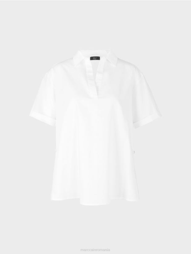 bluză într-un amestec de materiale Marc Cain alb îmbrăcăminte 4826HH960