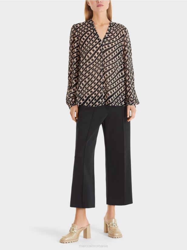 bluză într-un model geometric Marc Cain negru îmbrăcăminte 4826HH1005