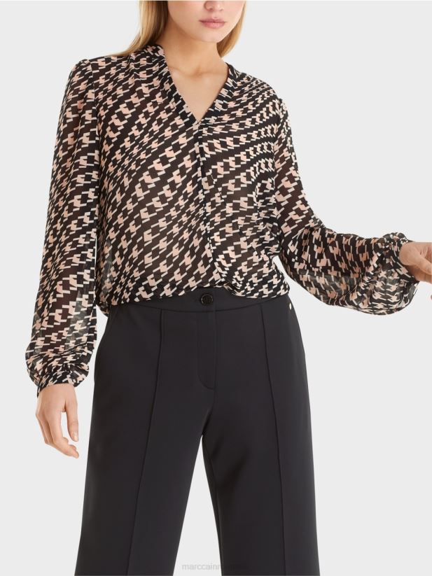 bluză într-un model geometric Marc Cain negru îmbrăcăminte 4826HH1005