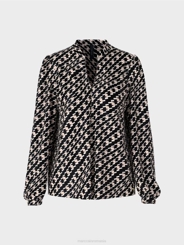 bluză într-un model geometric Marc Cain negru îmbrăcăminte 4826HH1005
