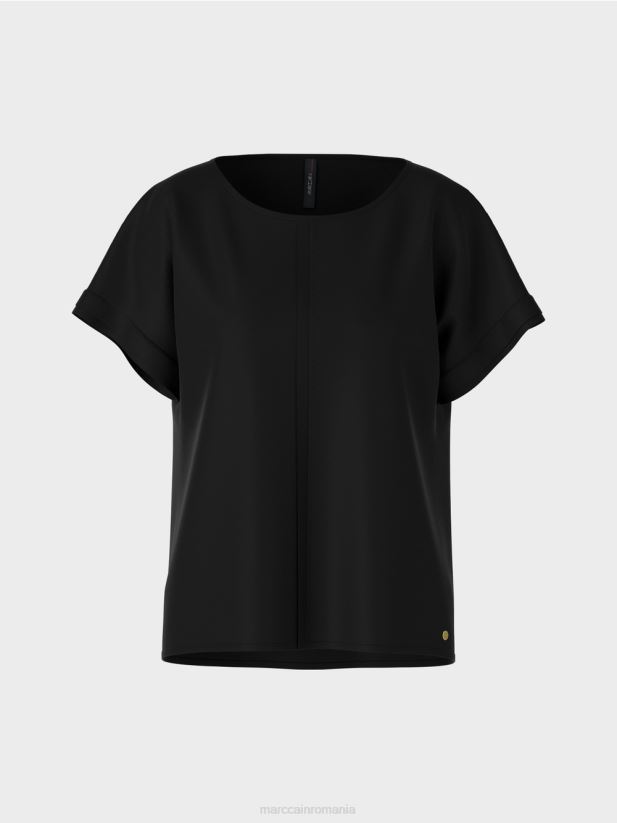 bluză puristă „regândește împreună”. Marc Cain negru îmbrăcăminte 4826HH887