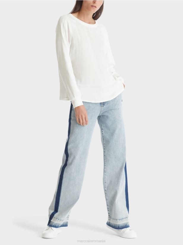 bluză raglan cu amestec de materiale Marc Cain aproape alb îmbrăcăminte 4826HH872