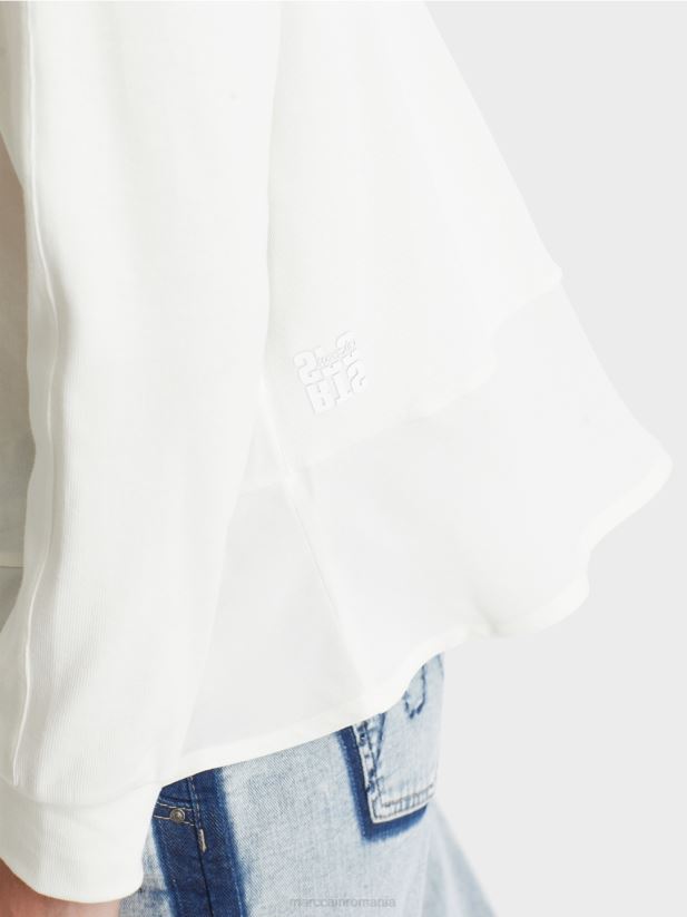 bluză raglan cu amestec de materiale Marc Cain aproape alb îmbrăcăminte 4826HH872