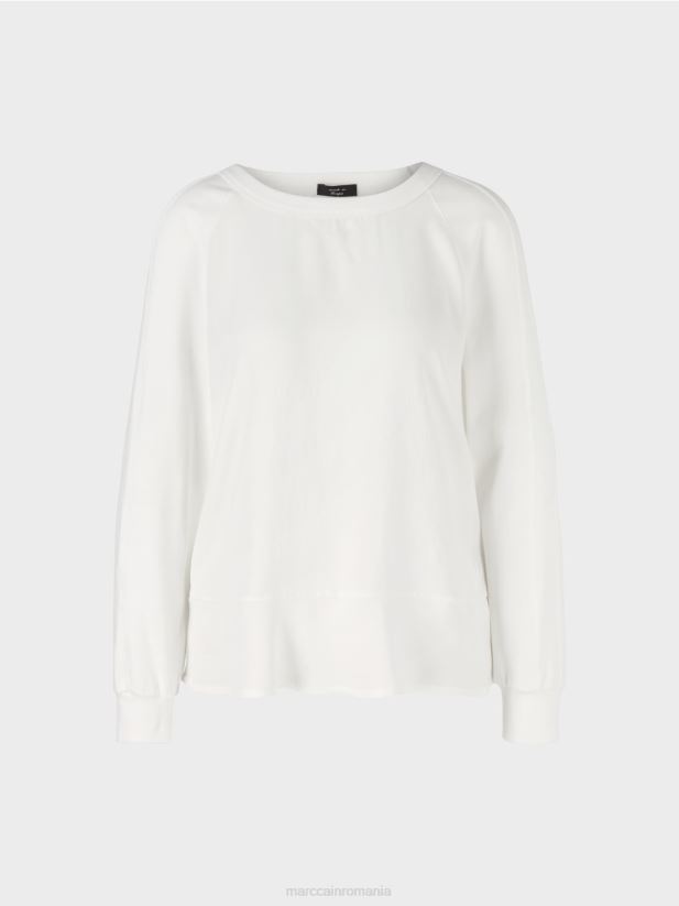 bluză raglan cu amestec de materiale Marc Cain aproape alb îmbrăcăminte 4826HH872