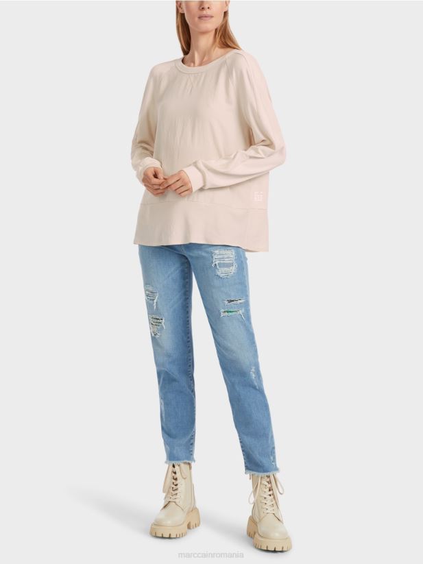 bluză raglan cu amestec de materiale Marc Cain floare de migdal îmbrăcăminte 4826HH835