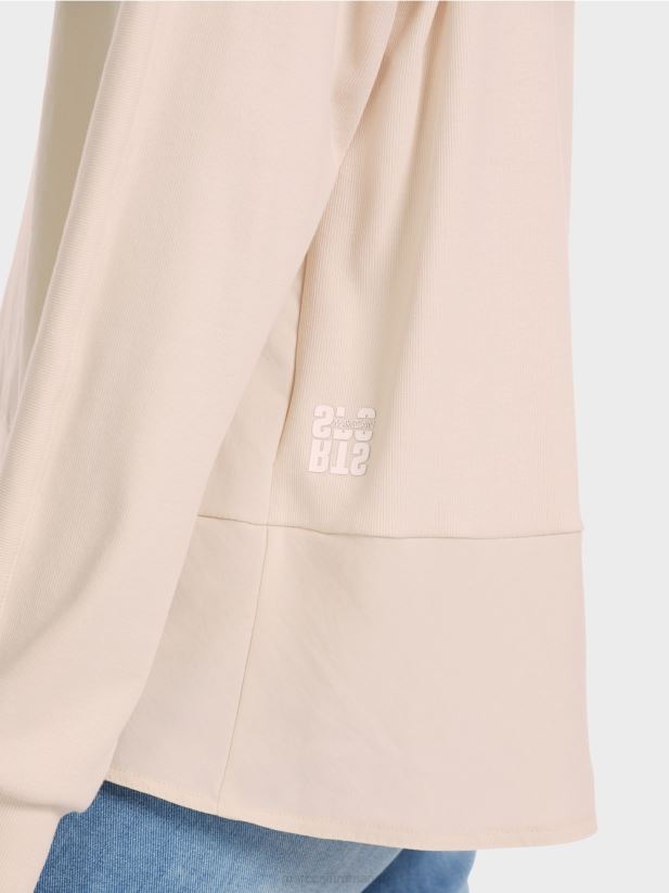 bluză raglan cu amestec de materiale Marc Cain floare de migdal îmbrăcăminte 4826HH835