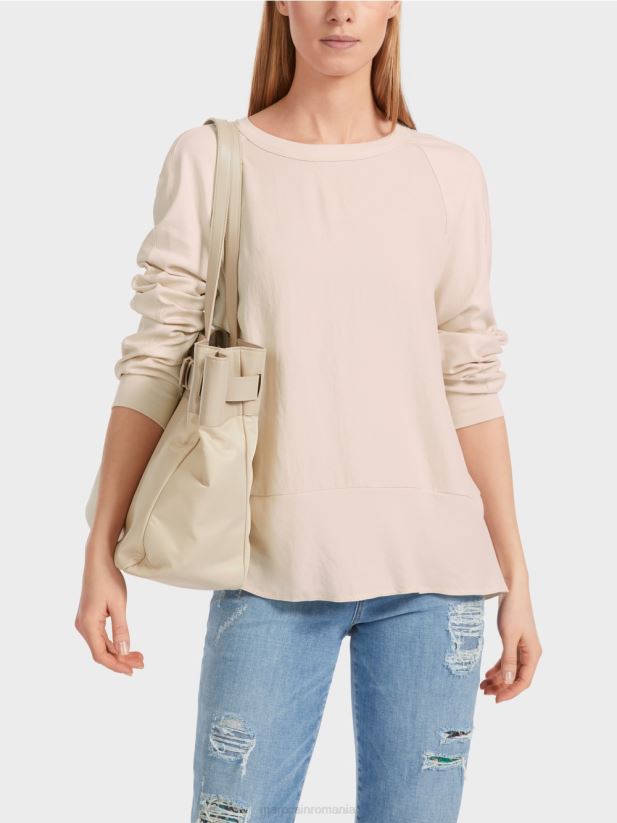 bluză raglan cu amestec de materiale Marc Cain floare de migdal îmbrăcăminte 4826HH835
