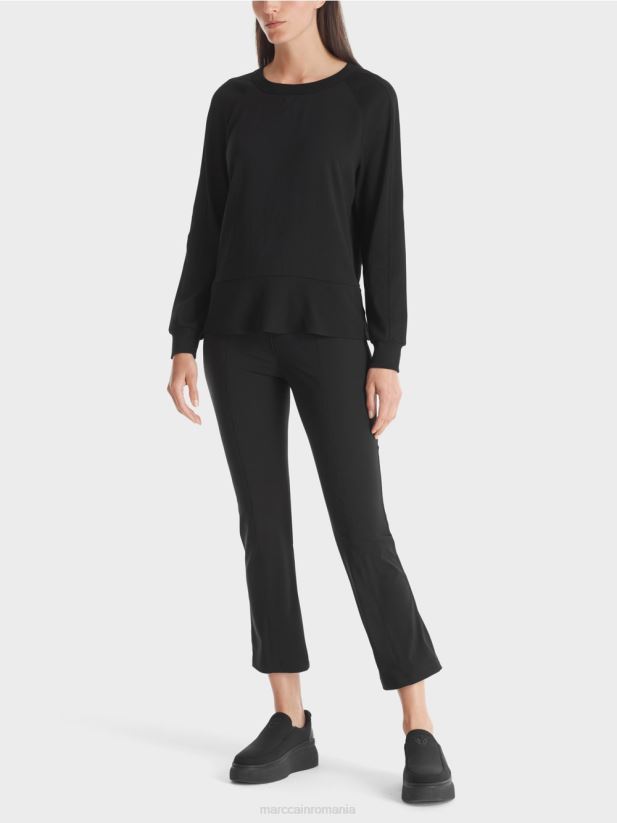 bluză raglan cu amestec de materiale Marc Cain negru îmbrăcăminte 4826HH874