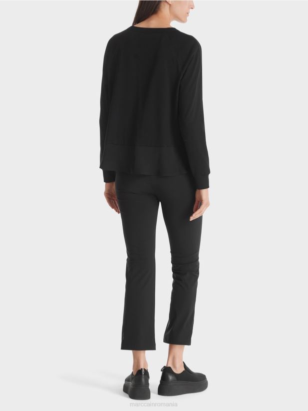bluză raglan cu amestec de materiale Marc Cain negru îmbrăcăminte 4826HH874