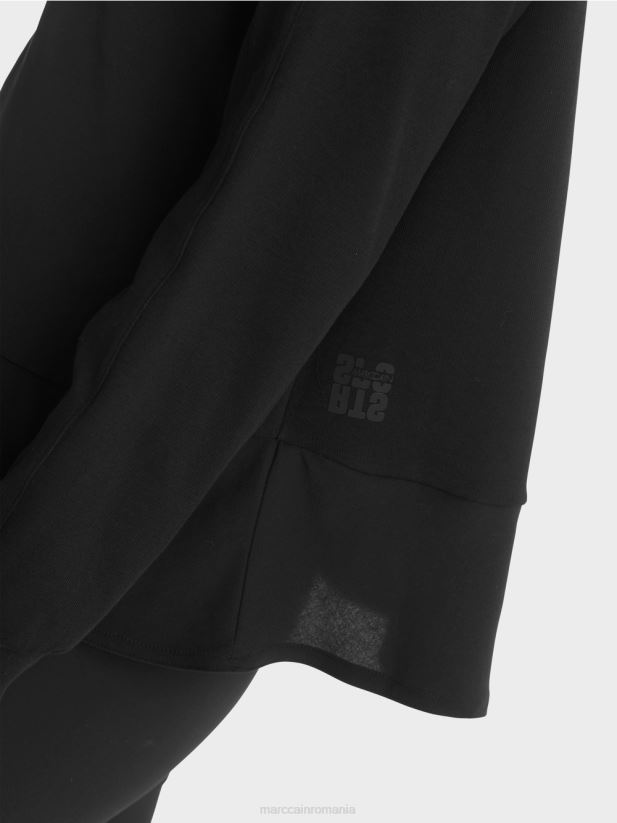 bluză raglan cu amestec de materiale Marc Cain negru îmbrăcăminte 4826HH874