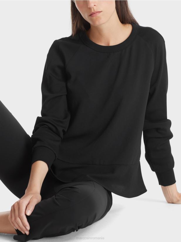 bluză raglan cu amestec de materiale Marc Cain negru îmbrăcăminte 4826HH874