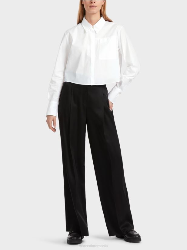 bluză scurtă din bumbac Marc Cain alb îmbrăcăminte 4826HH840