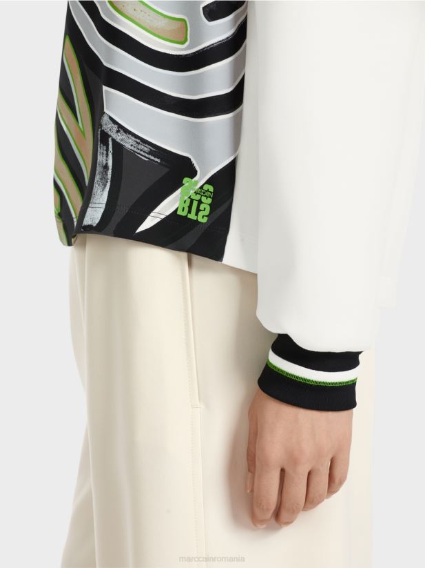 bluză sportivă din jerseu tehnic Marc Cain albastru pudra moale îmbrăcăminte 4826HH869