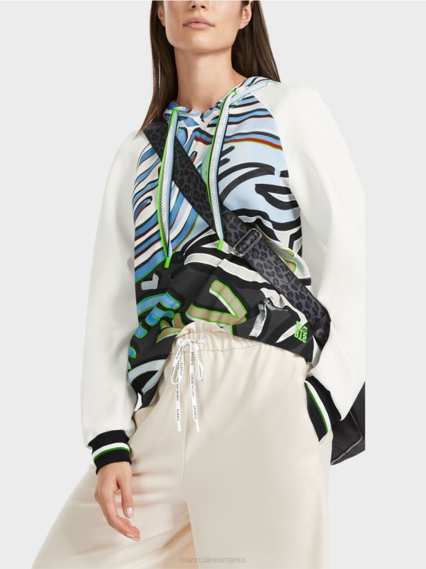 bluză sportivă din jerseu tehnic Marc Cain albastru pudra moale îmbrăcăminte 4826HH869