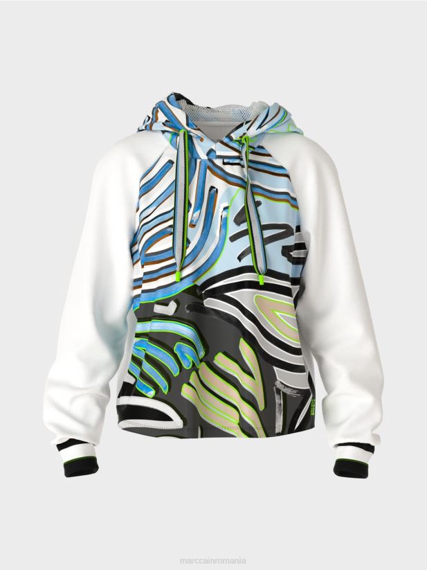 bluză sportivă din jerseu tehnic Marc Cain albastru pudra moale îmbrăcăminte 4826HH869