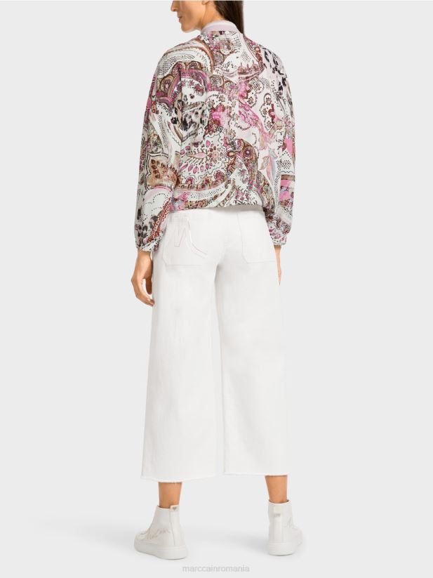 bluză supradimensionată cu model paisley Marc Cain lavandă ușoară îmbrăcăminte 4826HH388