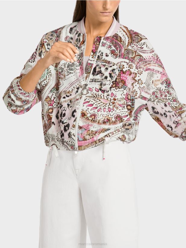 bluză supradimensionată cu model paisley Marc Cain lavandă ușoară îmbrăcăminte 4826HH388