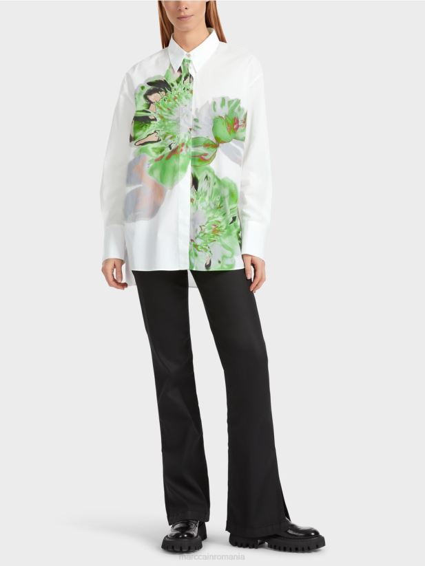 bluza camasa cu imprimeu floral Marc Cain alb îmbrăcăminte 4826HH843
