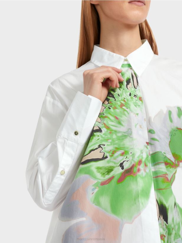 bluza camasa cu imprimeu floral Marc Cain alb îmbrăcăminte 4826HH843