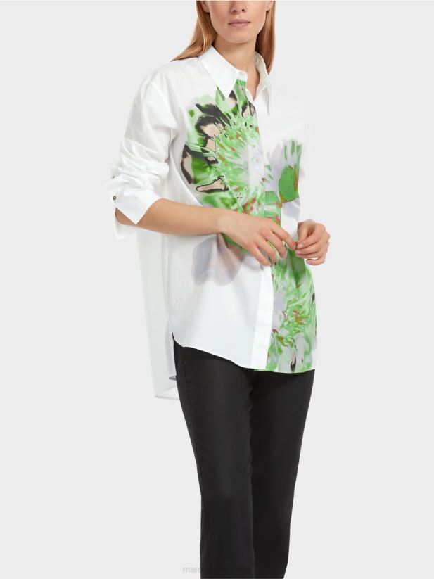 bluza camasa cu imprimeu floral Marc Cain alb îmbrăcăminte 4826HH843
